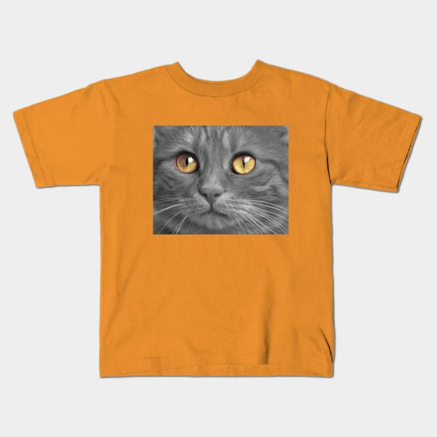 Yellow eyed cat Kids T-Shirt by Sinmara